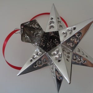 Moravian Star Silver Tin Ornaments, Christmas Ornaments, Holiday Ornaments, Star Ornaments, Weddings Decor, Party Favors, Wedding Favors image 7