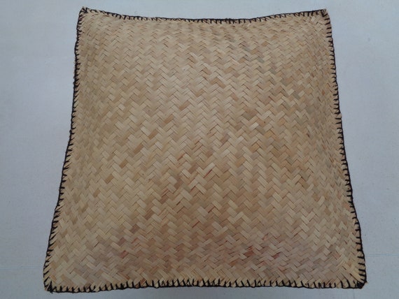 Handwoven Palm Pillow: Yucatan Natural Fiber Square Pillow