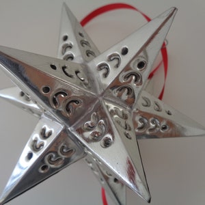 Moravian Star Silver Tin Ornaments, Christmas Ornaments, Holiday Ornaments, Star Ornaments, Weddings Decor, Party Favors, Wedding Favors image 6