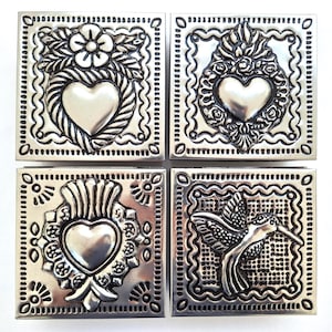 Handtooled Heart Tin Keepsake Box: Mexican Folk Art Jewelry Box