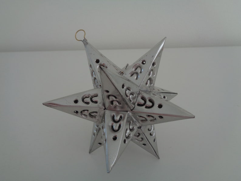 Moravian Star Silver Tin Ornaments, Christmas Ornaments, Holiday Ornaments, Star Ornaments, Weddings Decor, Party Favors, Wedding Favors image 8