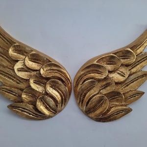 Ailes de taille moyenne en feuille d'or sculptées à la main, ailes dorées, ailes d'ange décoratives en or, Hoja de Oro, ailes artisanales, décoration murale, bohème, lot de 2