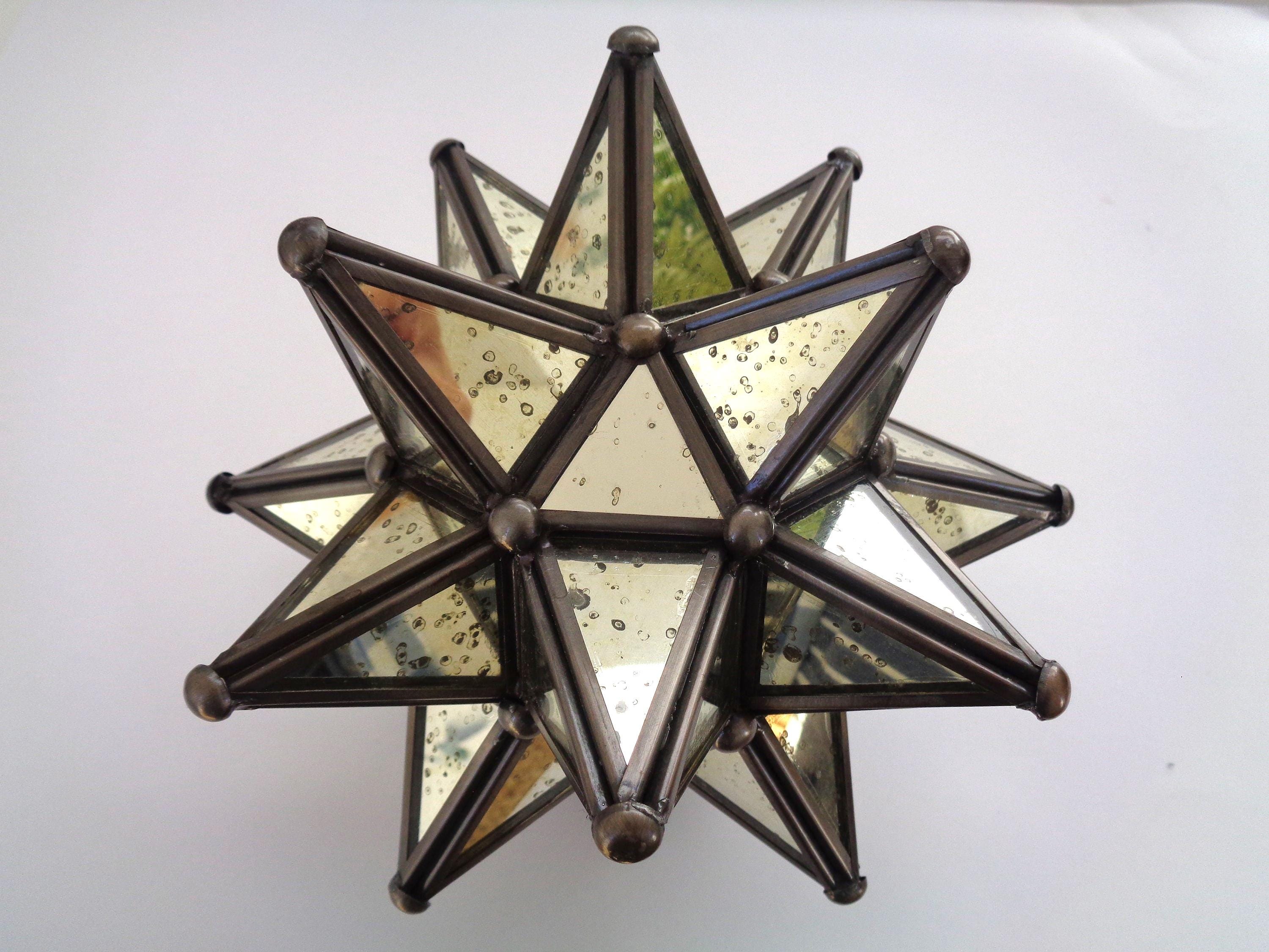 Art Deco Silver Moravian Star, Moravian Star w/Antiqued Silver Mirrors, Interior Design Decor, Wedding Decor, Centerpiece, Vintage Looking