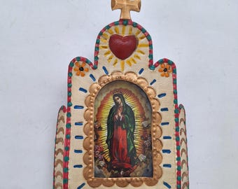 Virgin of Guadalupe Handcrarfted Mexican Nicho, Custom Artisanal Shrines, Nichos, Altars, Guadalupe,  Religious Nichos, Virgen de Guadalupe