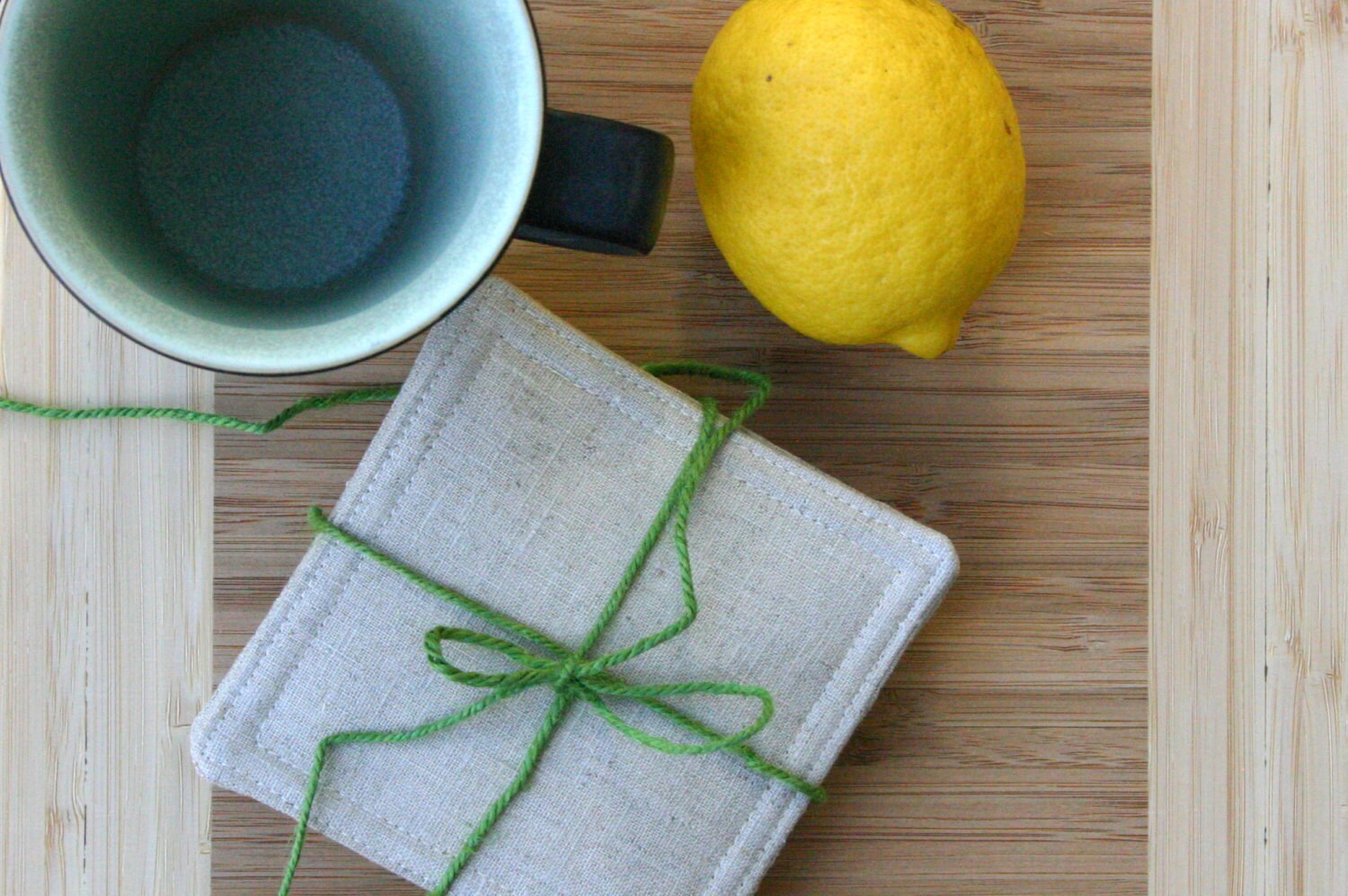 Natural Table Linen Fabric Coasters Set of 4 Mother's Etsy