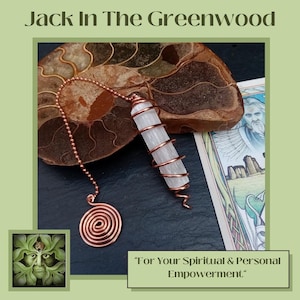 Dowsing pendulum, Crystal pendulum, Copper pendulum set with Selenite.