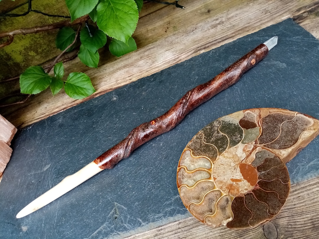 Wooden Wand, Druid Wand, Wizard Wand in Birch Wood With Natural Vine