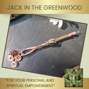 Copper and Quartz Crystal  energy wand with Magnifier Quartz points, Green Aventurine and Black Tourmaline with copper energy Triskelion