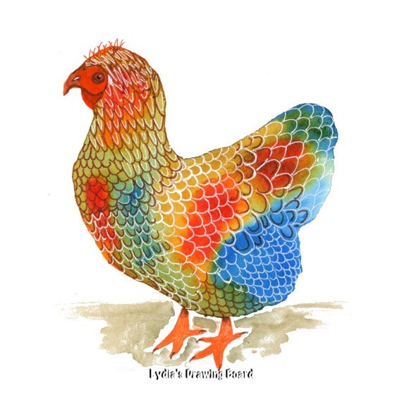 Chicken Art, Chicken Print, Barnyard Animals, Farm Animals, Kitchen Artwork, Kitchen Art Print, Kitchen Art Decor, Kitchen Wall Art, Chicken