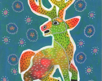 Deer, Deer Art, Deer Art Print, Deer Artwork, Deer Print, Mexican Art, Mexican Folk Art, Animal Art, Animal Artwork, Animal Art Print, Stag