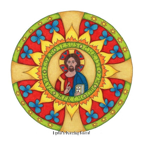 Mandala, Mandala Print, Mandala Wall Art, Religious Art, Spiritual Art, Jesus, Christian Wall Art, Christian Art Prints,  Orthodox Icon