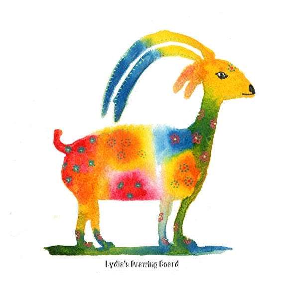 Notecards, Note Cards, Blank Notecards, Goat, Ibex, Spirit Animal, Animal, Animal Art, Animal Artwork, Colorful Animal Art,  Whimsical Art