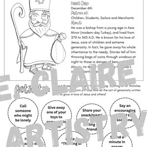 Nikolaus Ausmalbild + Aktivitätsseite | Tägliches Wachstum in der Liebe für Kinder | Religion + Geschichte + Kunst | Homeschool Advent Weihnachten Ressourcen