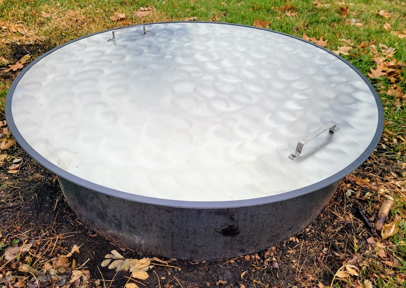 Flat 40 Diameter Metal Fire Pit Cover Stainless Steel Etsy