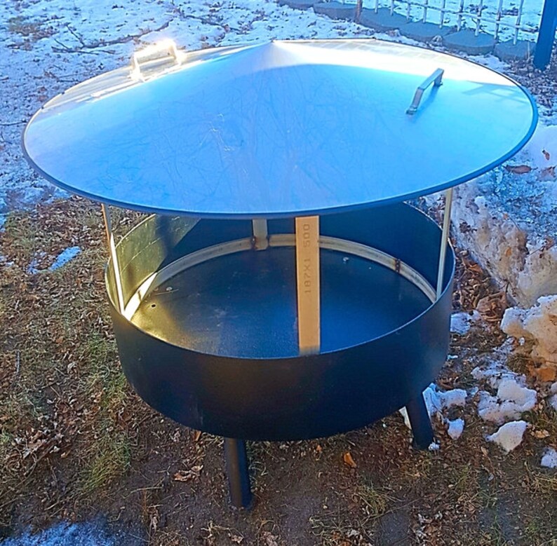 Fire Pit Heat Deflector 37stainless Steel Fire Pit Etsy