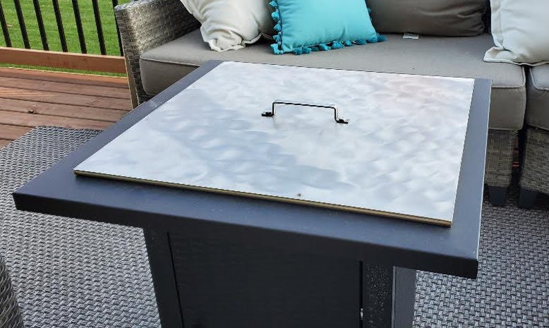 Fire Pit Cover Lid Snuffer 24 x 24 x 34 No scratch edge Gas or Wood Snuffer.