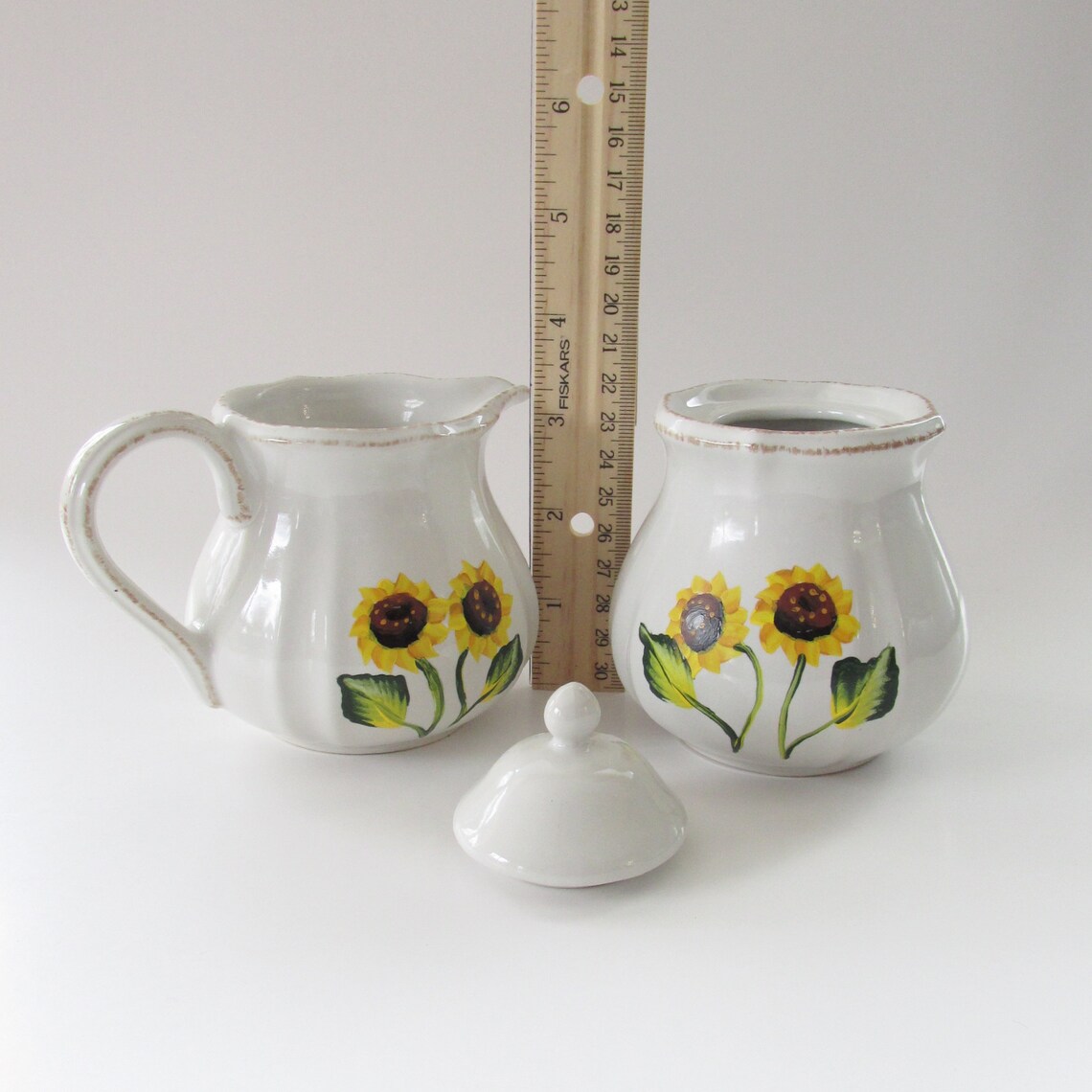 Antique Look Sunflower Cream and Sugar Bowl Set Floral Creamer Etsy