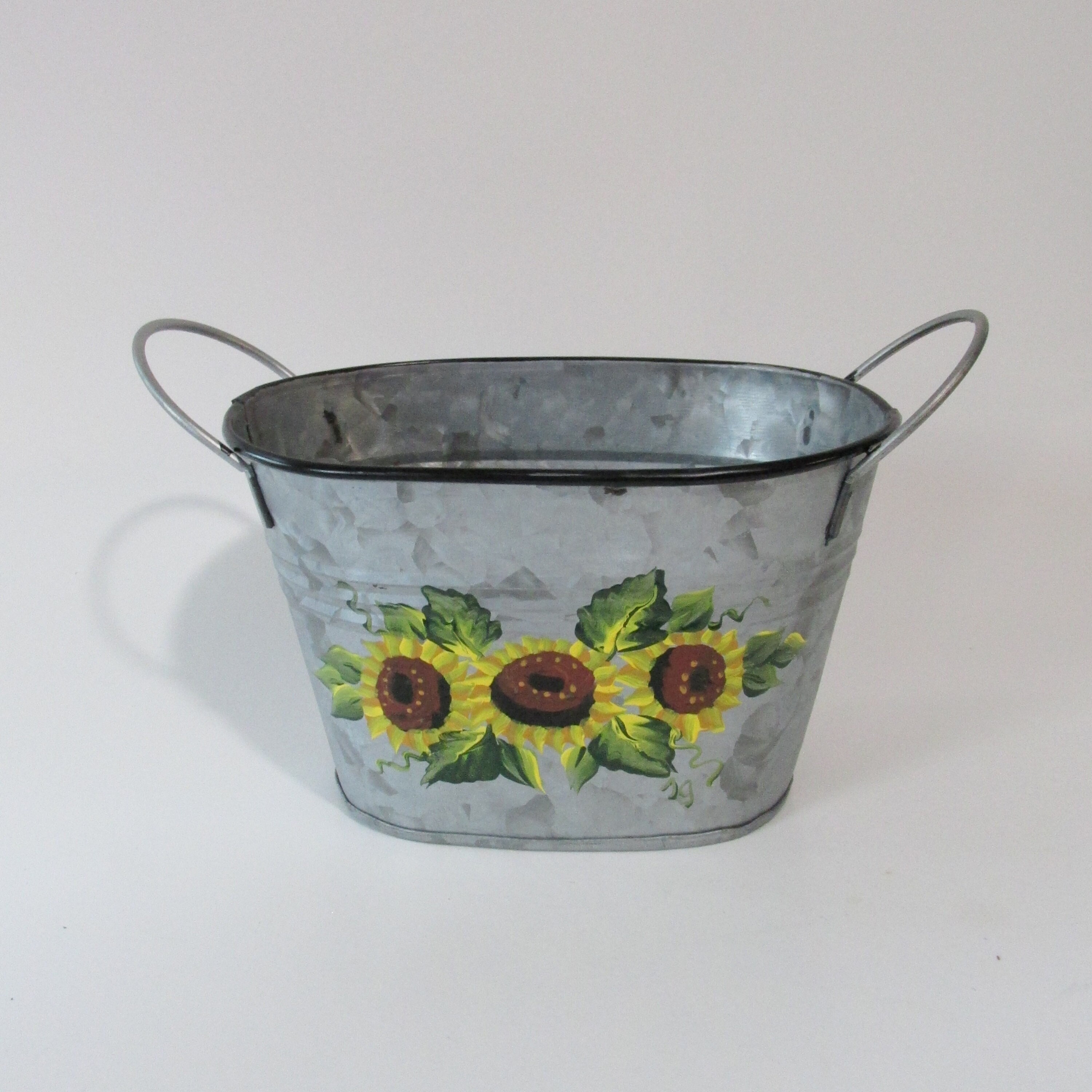 Small 6 Round Metal Bucket With Handle, Vintage Rustic Farmhouse Container  Storage 