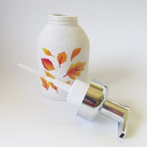 Autumn Leaves Liquid Soap or Lotion Bottle with Pump Top, Fall Leaf Kitchen or Bathroom Decor, Hand-painted Ceramic Soap Dispenser image 6