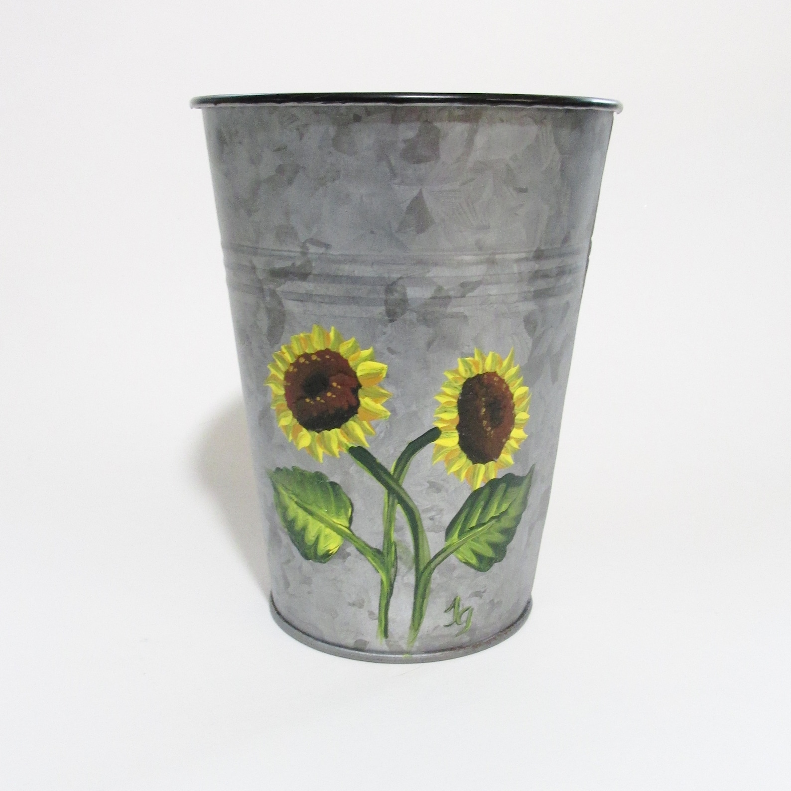 Handpainted Metal Bucket 6 Inch Galvanized Tinware Painted Etsy