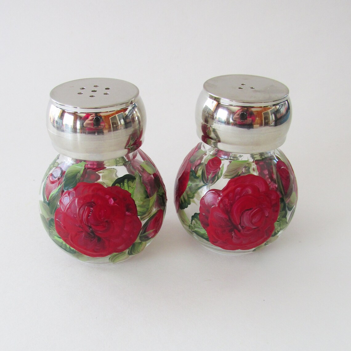 Red Roses Salt and Pepper Shakers Floral Kitchen Decor Etsy