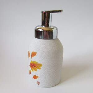 Autumn Leaves Liquid Soap or Lotion Bottle with Pump Top, Fall Leaf Kitchen or Bathroom Decor, Hand-painted Ceramic Soap Dispenser image 3