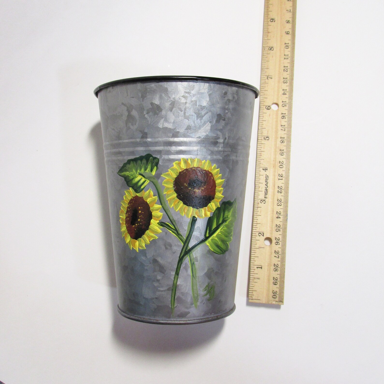 Handpainted Metal Bucket 6 Inch Galvanized Tinware Painted Etsy