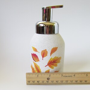 Autumn Leaves Liquid Soap or Lotion Bottle with Pump Top, Fall Leaf Kitchen or Bathroom Decor, Hand-painted Ceramic Soap Dispenser image 5