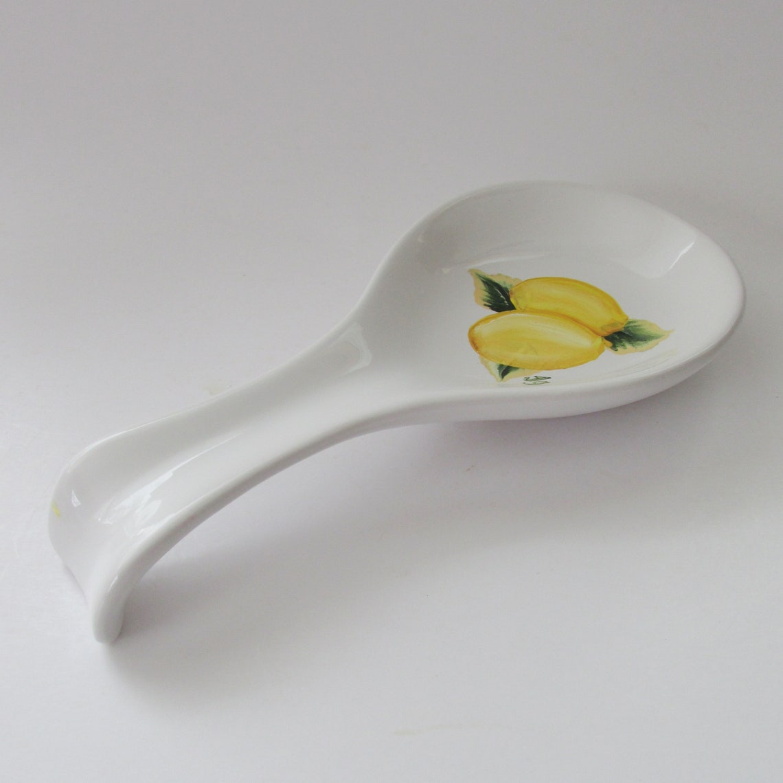 Handpainted Lemons Spoon Rest Yellow Lemon design on White Etsy