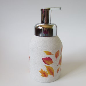 Autumn Leaves Liquid Soap or Lotion Bottle with Pump Top, Fall Leaf Kitchen or Bathroom Decor, Hand-painted Ceramic Soap Dispenser image 8