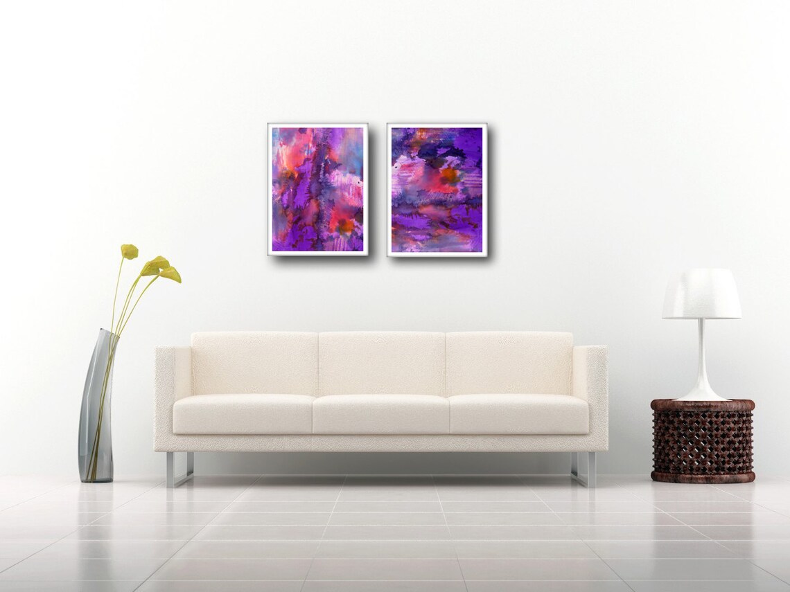 PURPLE Wall decor Abstract Painting Abstract Large Art Prints | Etsy