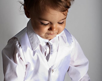White Satin Boy's Vest, Ringbearer Outfit, Size 3T