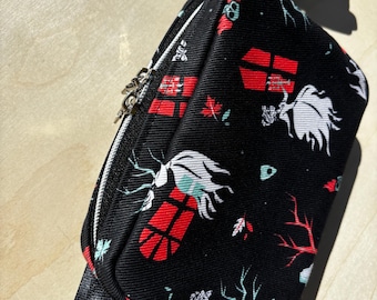 Ghost Bride Print Mini Belt Bag: Handmade Canvas Hip Sling Bag