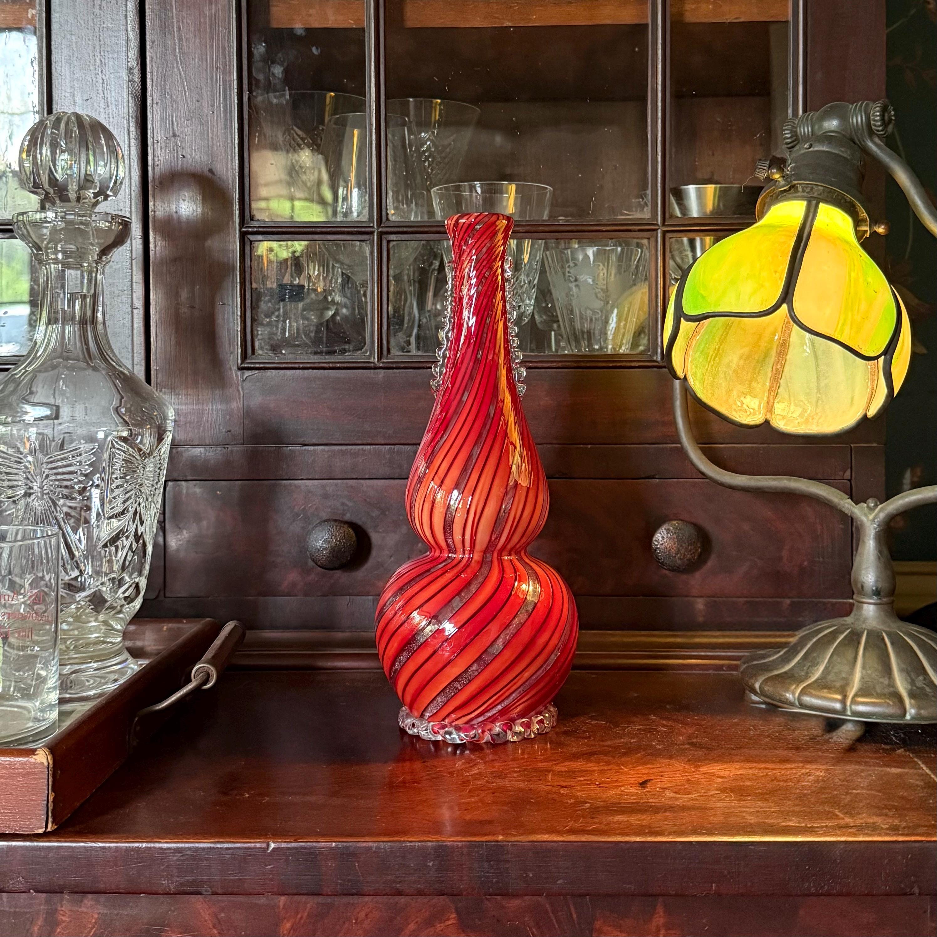 【Luciano Vistosi】MURANO フラワーベース　花瓶 レッド Luciano Vistosi】MURANO フラワーベース 花瓶 レッド Luciano