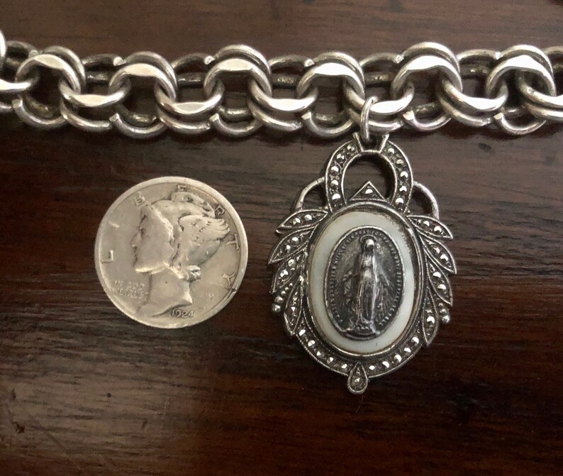 Unusual Antique Sterling Silver Religious Charm Bracelet Elco Etsy