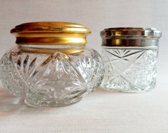 Vintage Rustic Glass Duo Vanity Containers Storage Jars