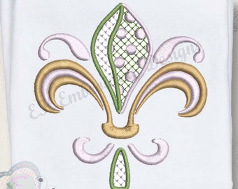 Diseño/patrón/descarga digital instantánea de bordado a máquina de flor de lis para Mardi Gras/Nueva Orleans