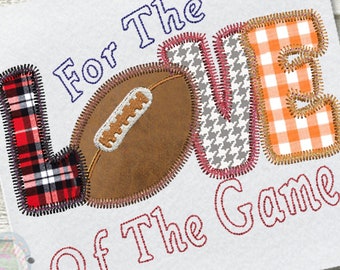 Football Zig Zag Applique Machine Embroidery Design, For The Love of The Game Embroidery