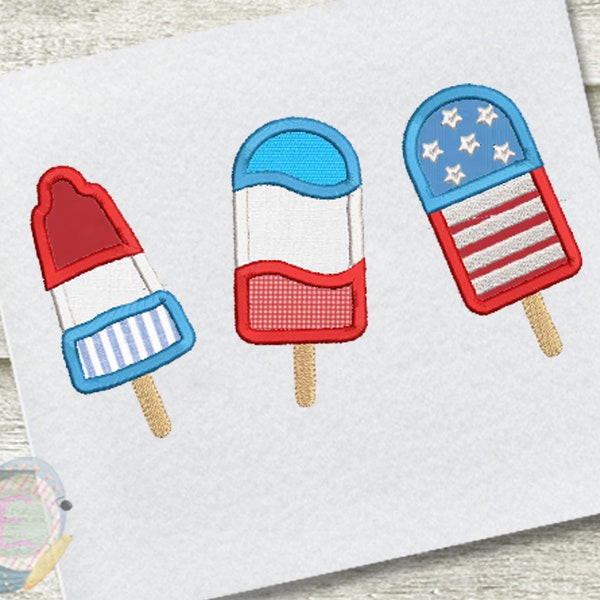 4TH of July Popsicle Applique Machine Embroidery Design