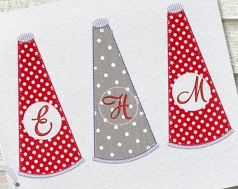 Cheerleading Monogram Blanket Stitch Applique Embroidery Designs, Megaphone Embroidery Designs