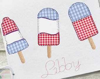 4TH of July Popsicle Blanket Stitch Applique Machine Embroidery Design