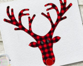 Reindeer Bean Stitch Applique Machine Embroidery Design