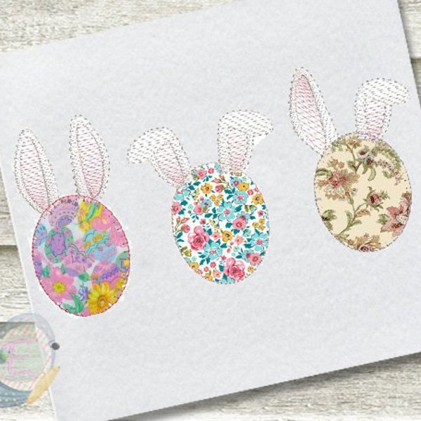 Easter Bunny Ears Blanket Stitch Applique With Vintage Stitch Ears Machine Embroidery Design