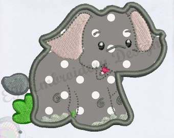 Baby Elephant Applique Machine Embroidery Design