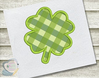 St. Patrick's Day Plaid Shamrock Applique Machine Embroidery Design