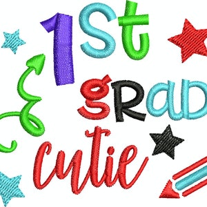 First Grade Cutie Back to School Machine Embroidery Design