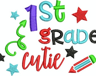 First Grade Cutie Back to School Machine Embroidery Design