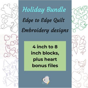 Holiday Edge to Edge Quilt Machine Embroidery Designs Bundle | E2E Continuous Line Quilting Patterns | 4" to 8" Blocks | Instant Download