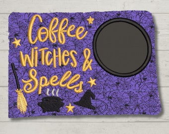Halloween Witchy Coffee Mug Rug Machine Embroidery Design