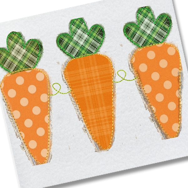 Easter Carrots Raggy Applique Machine Embroidery Design
